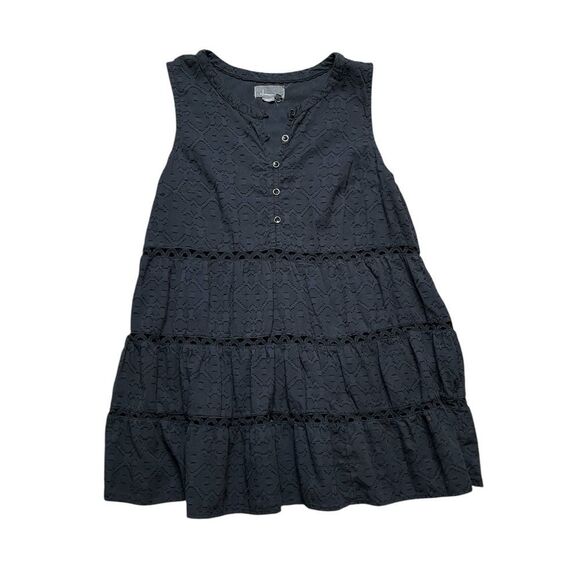 ANTHROPOLOGIE Ismene Black Tiered Sleeveless Textured Dress Size XL - Picture 2 of 7